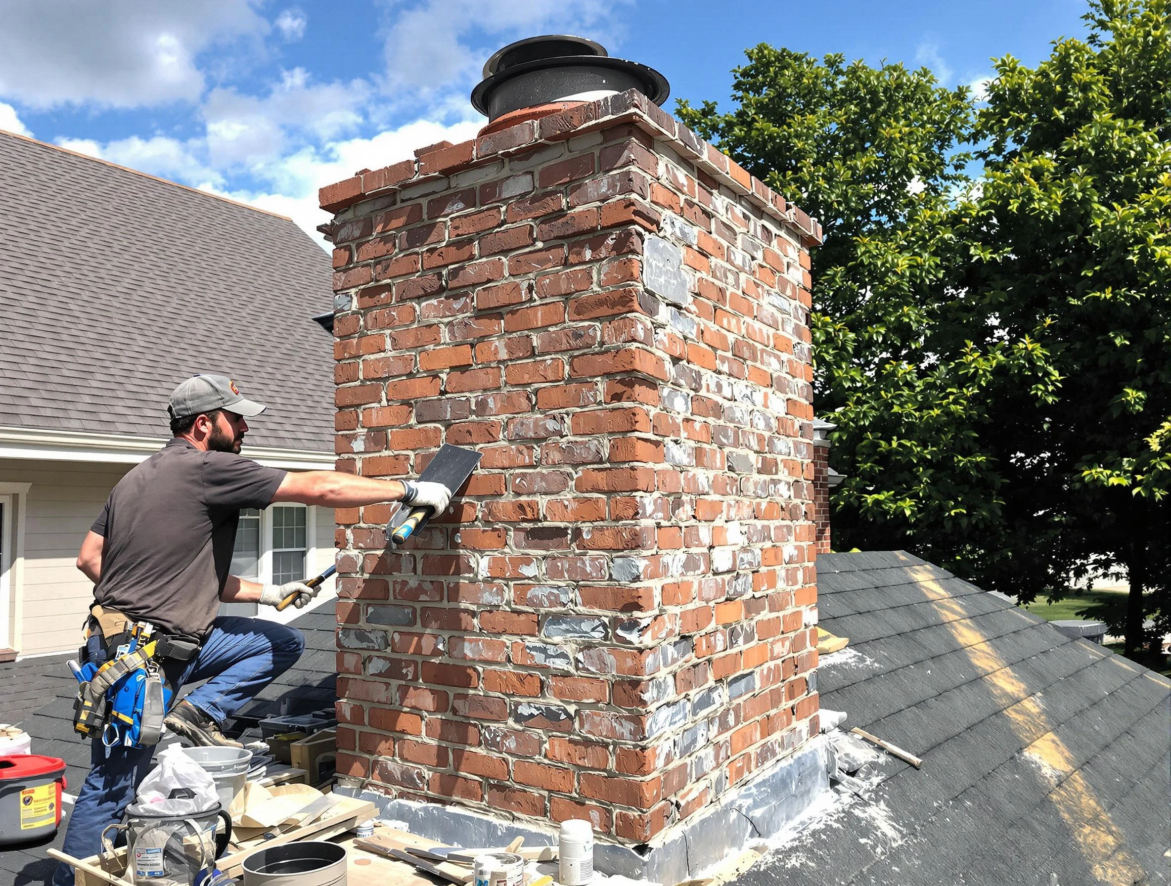 Completed chimney rebuild by Braintree Chimney Sweep in Braintree, MA