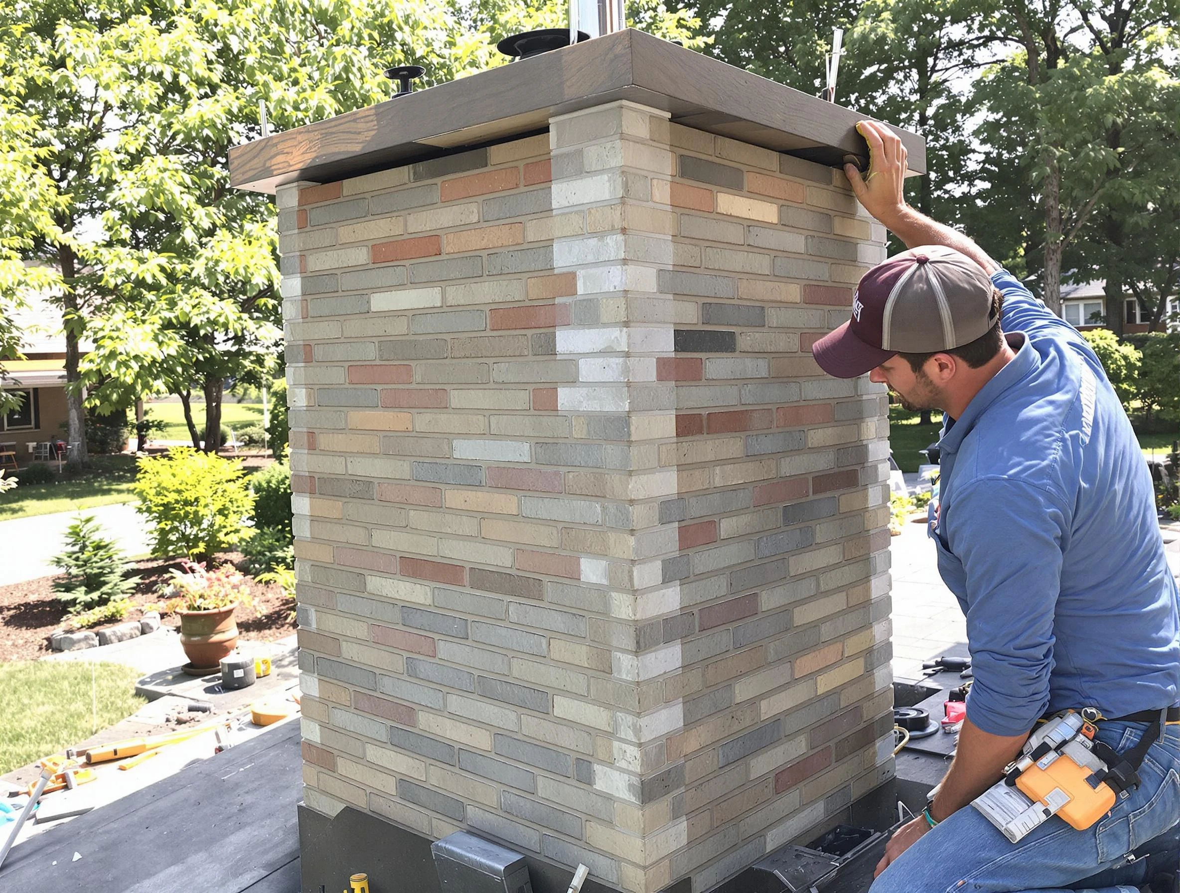 Braintree Chimney Sweep completing a modern chimney remodel in Braintree, MA