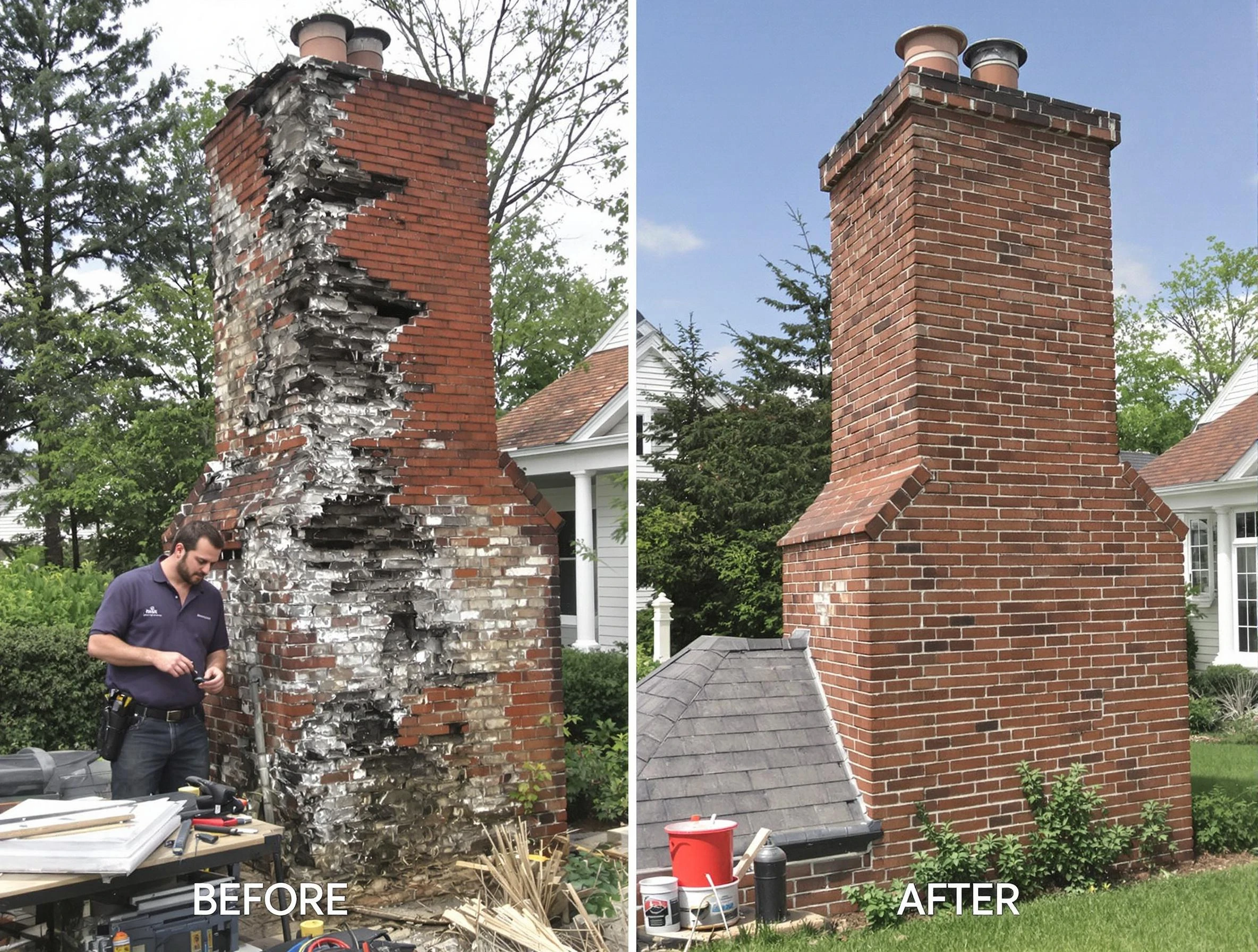 Braintree Chimney Sweep performing a full chimney restoration in Braintree, MA