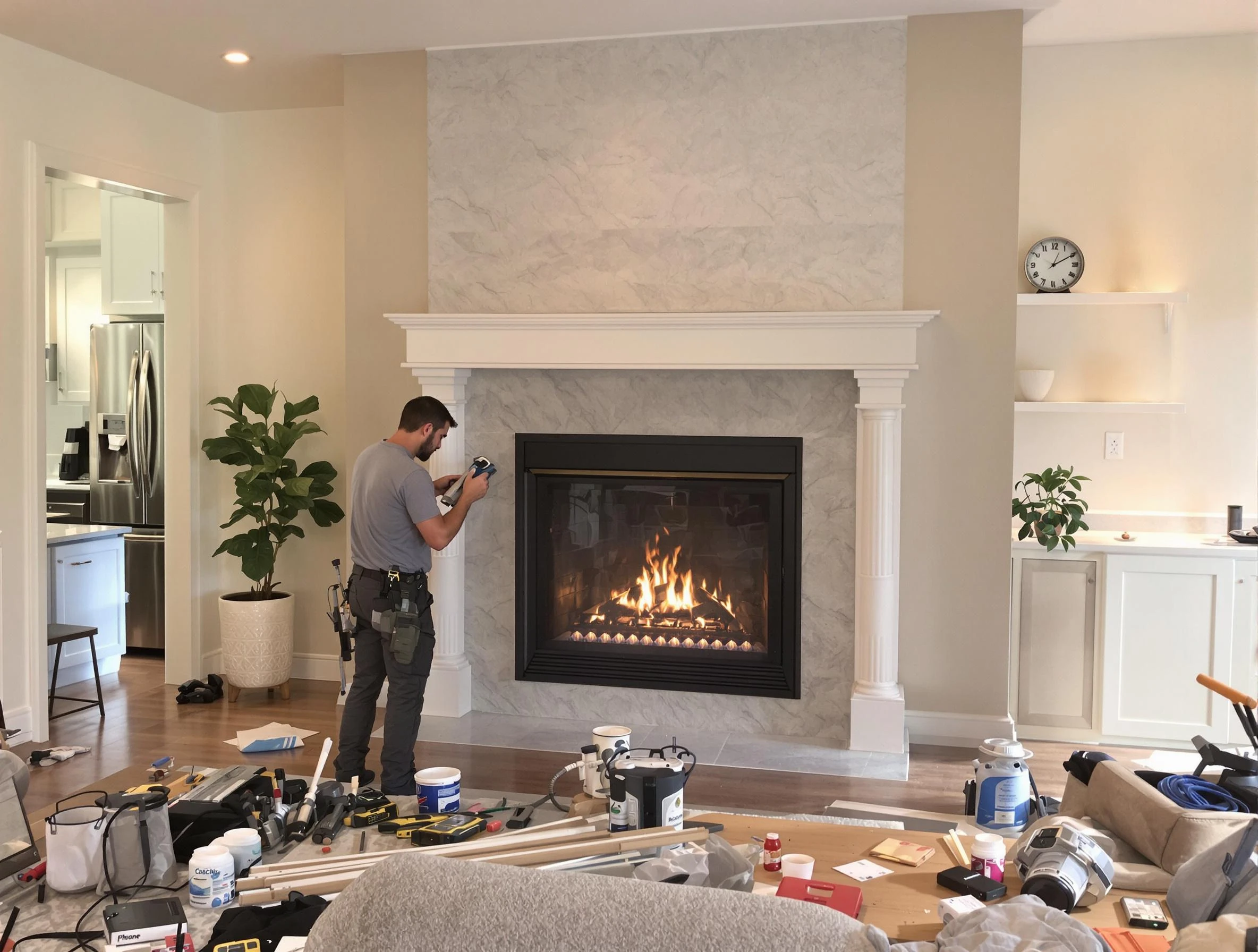 Newly installed fireplace by Braintree Chimney Sweep in Braintree, MA