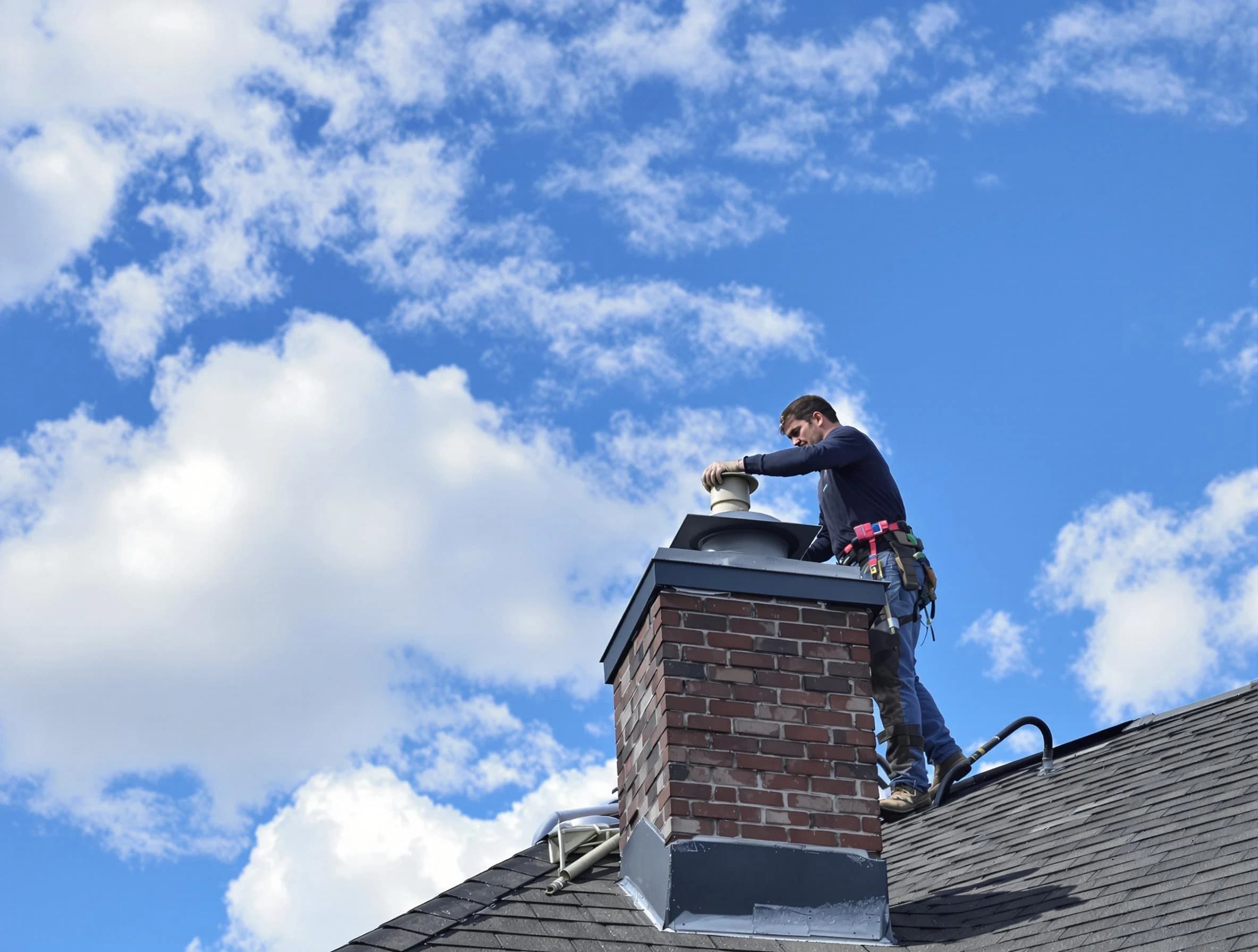 Braintree Chimney Sweep installing a sturdy chimney cap in Braintree, MA