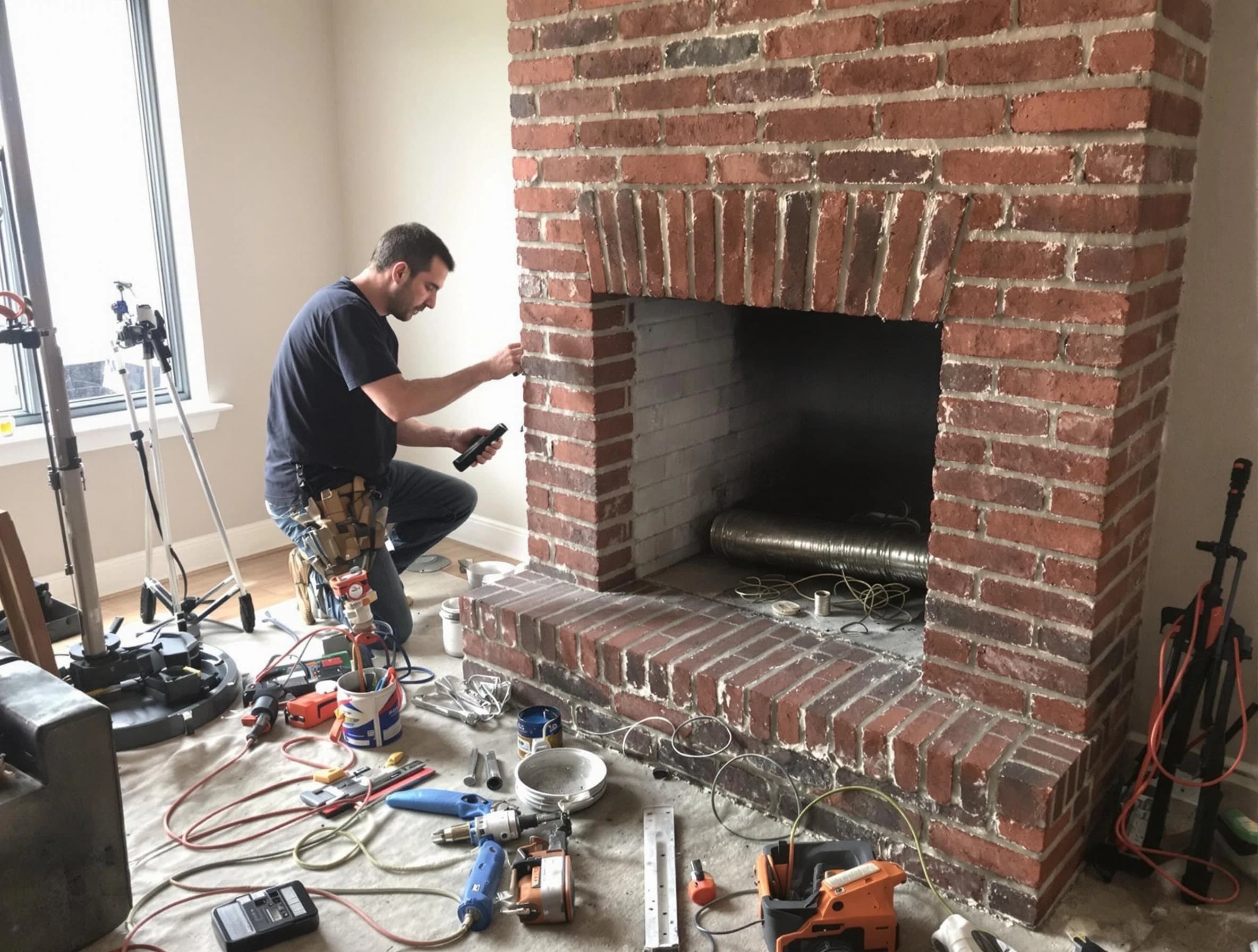 Braintree Chimney Sweep specialist finalizing chimney liner service in Braintree, MA