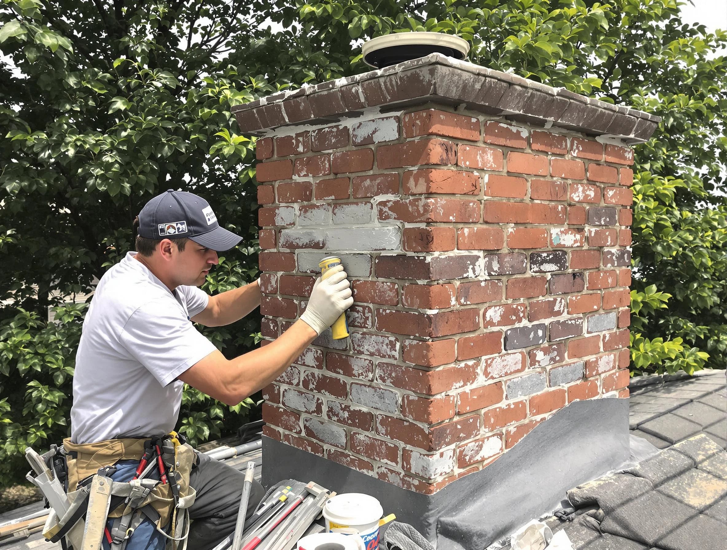 Braintree Chimney Sweep restoring an aging chimney in Braintree, MA