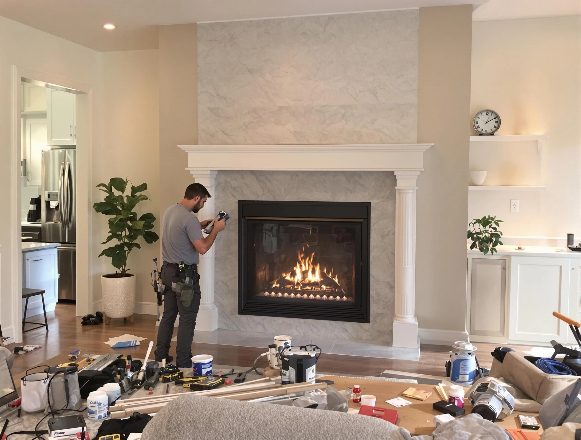 Newly installed fireplace by Braintree Chimney Sweep in Braintree, MA